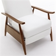 Pemberly Row Wood Arm Milky White Faux Leather Wood Arm Push Back Recliner