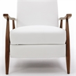 Pemberly Row Wood Arm Milky White Faux Leather Wood Arm Push Back Recliner