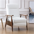 Pemberly Row Wood Arm Milky White Faux Leather Wood Arm Push Back Recliner