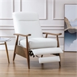 Pemberly Row Wood Arm Milky White Faux Leather Wood Arm Push Back Recliner