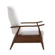Pemberly Row Wood Arm Milky White Faux Leather Wood Arm Push Back Recliner