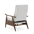 Pemberly Row Wood Arm Milky White Faux Leather Wood Arm Push Back Recliner