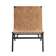 Pemberly Row Contemporary Woven Brown Leather Metal Frame Accent Chair