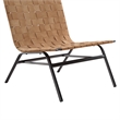 Pemberly Row Contemporary Woven Brown Leather Metal Frame Accent Chair