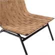 Pemberly Row Contemporary Woven Brown Leather Metal Frame Accent Chair