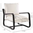 Pemberly Row Sling Chair Upholstered in Oatmeal White Fabric with Metal Frame