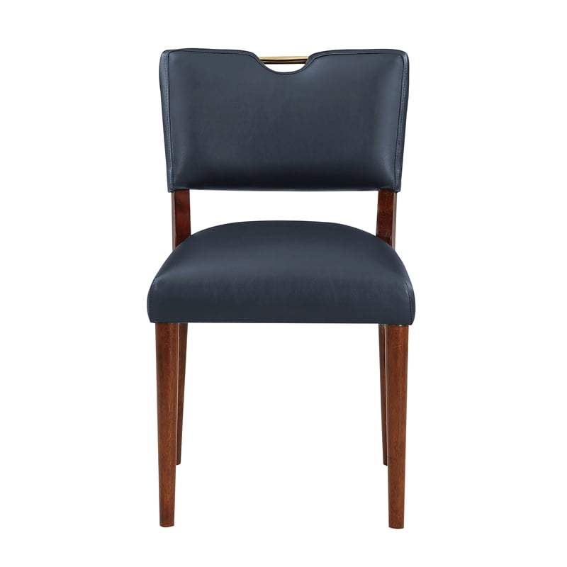 Pemberly Row Midnight Blue Faux Leather Dining Chair - Set of 2