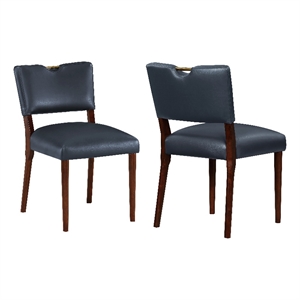 Pemberly Row Midnight Blue Faux Leather Dining Chair - Set of 2