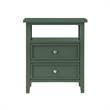 Pemberly Row Contemporary Vintage Green Wood 2-Drawer Nightstand