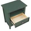 Pemberly Row Contemporary Vintage Green Wood 2-Drawer Nightstand
