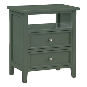 Pemberly Row Contemporary Vintage Green Wood 2-Drawer Nightstand
