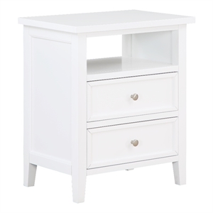 Pemberly Row Contemporary White Wood 2-Drawer Casual Storage Nightstand