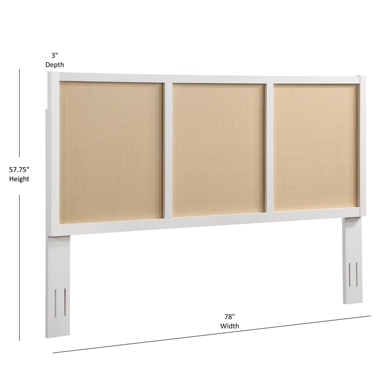 Pemberly Row Contemporary Cane and White Wood King Size Headboard