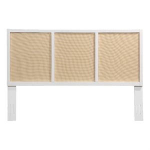 Pemberly Row Contemporary Cane and White Wood King Size Headboard