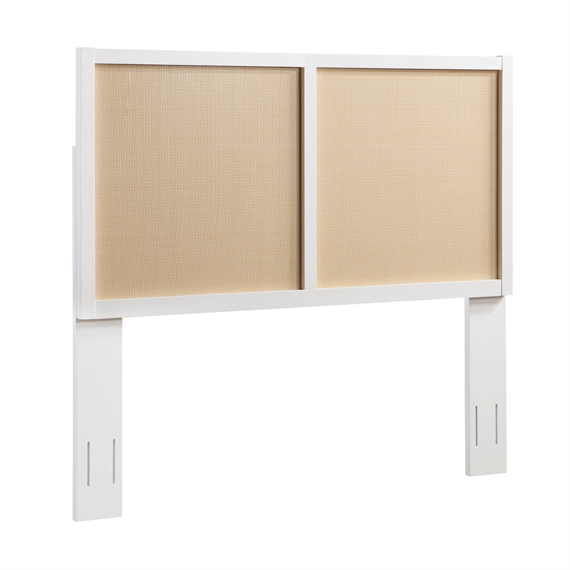 Pemberly Row Contemporary Cane and White Wood Queen - Full Headboard