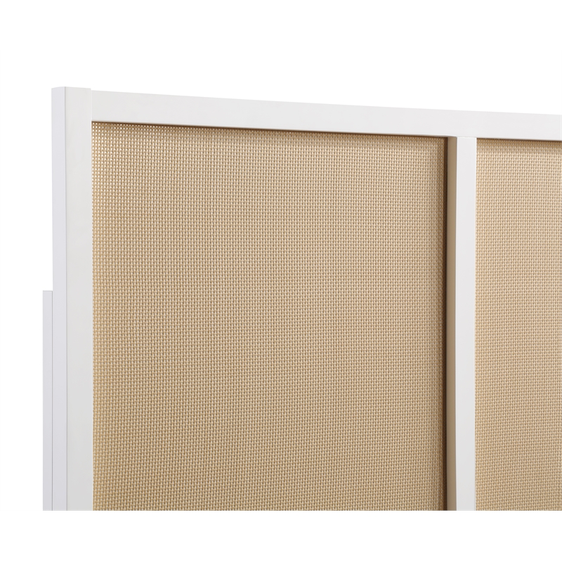 Pemberly Row Contemporary Cane and White Wood Queen - Full Headboard