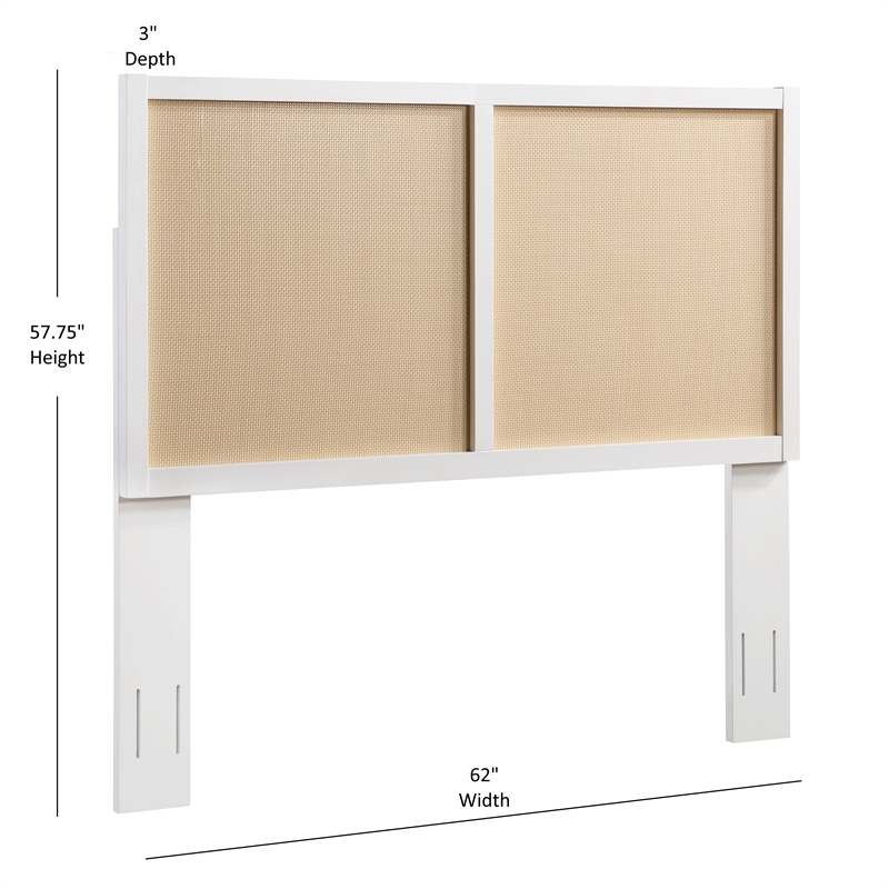 Pemberly Row Contemporary Cane and White Wood Queen - Full Headboard