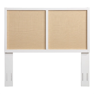 Pemberly Row Contemporary Cane and White Wood Queen - Full Headboard