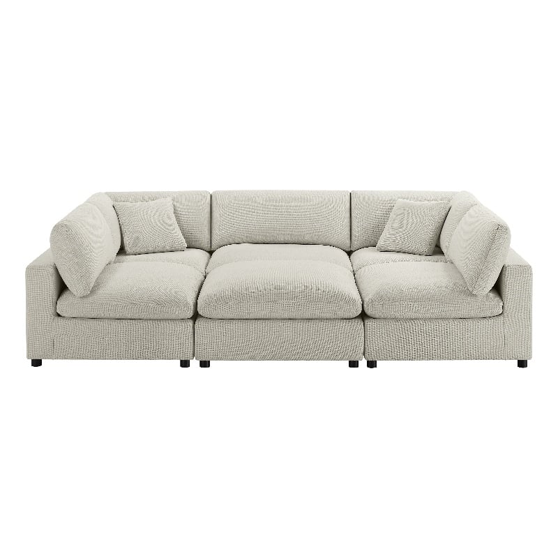 Pemberly Row Contemporary Modular Beige Fabric 6-Piece Nest Sectional