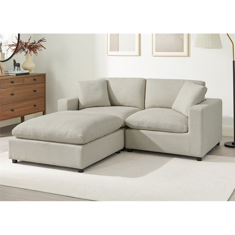 Pemberly Row Contemporary Beige Fabric Extra Large 40