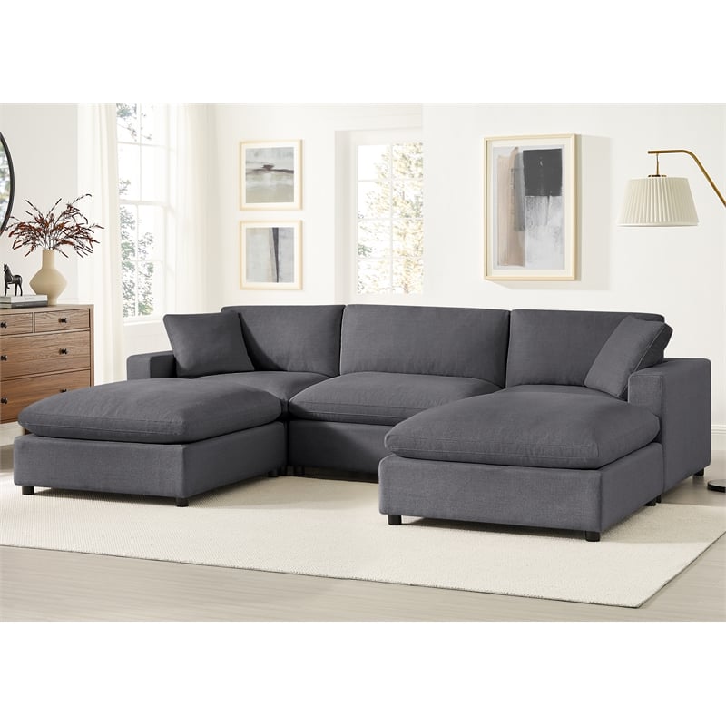 Pemberly Row Modular Charcoal Fabric 5-Piece XL Chofa Sectional