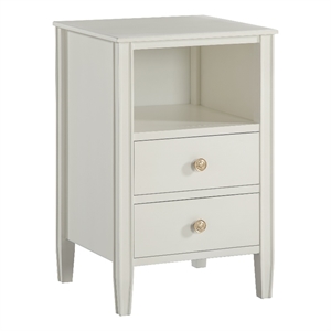 Pemberly Row 2-Drawer Antique White Painted Wood Storage Nightstand