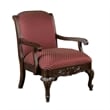 Pemberly Row Red Safari Magenta Wood Arm Chair in Walnut Woof Frame