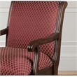 Pemberly Row Red Safari Magenta Wood Arm Chair in Walnut Woof Frame