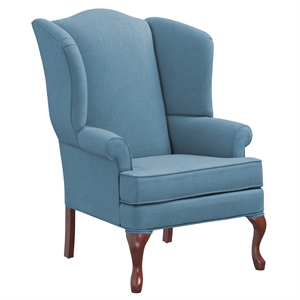 Pemberly Row Contemporary Blue Fabric Traditional Wing Back Accent Chair