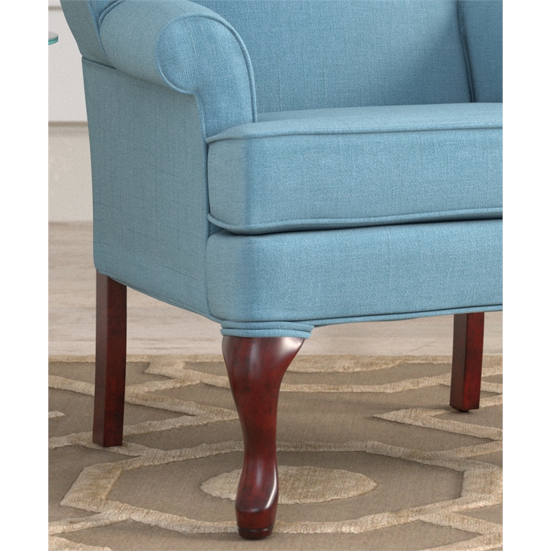 Pemberly Row Contemporary Blue Fabric Traditional Wing Back Accent Chair