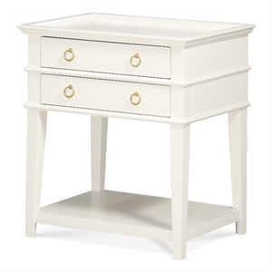 Pemberly Row Contemporary 2-Drawer Tray Top Wood Nightstand in White
