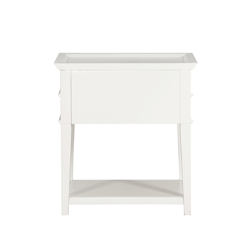 Pemberly Row Contemporary 2-Drawer Tray Top Wood Nightstand in White