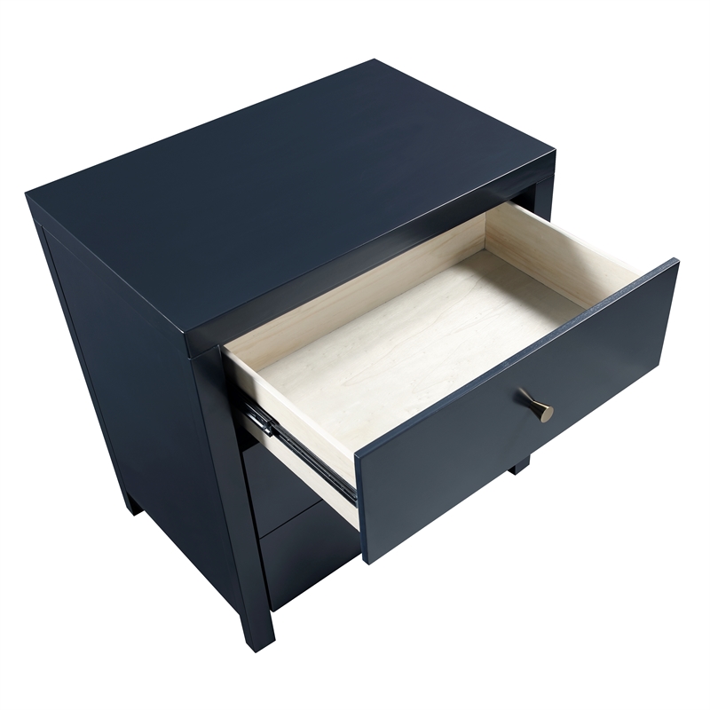 Pemberly Row Contemporary 3-Drawer Midnight Blue Painted Wood Nightstand
