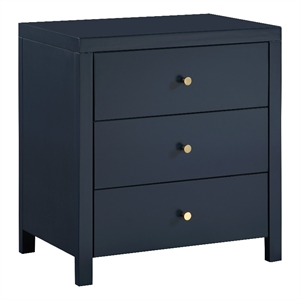 Pemberly Row Contemporary 3-Drawer Midnight Blue Painted Wood Nightstand