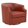 Pemberly Row Caramel Top Grain Leather Swivel Glider Barrel Chair