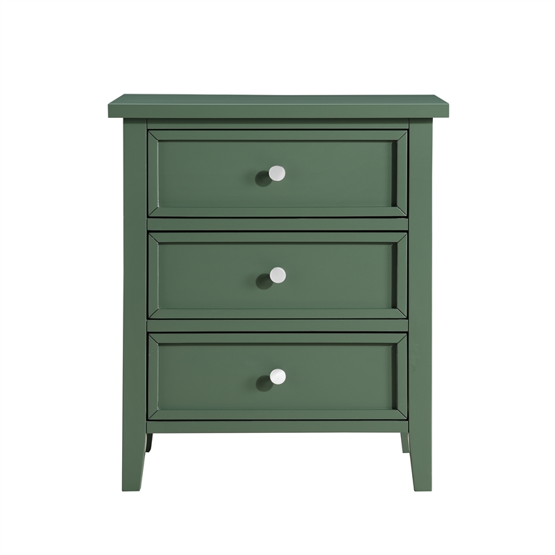Pemberly Row Contemporary 3-Drawer Vintage Green Wood Nightstand
