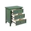 Pemberly Row Contemporary 3-Drawer Vintage Green Wood Nightstand