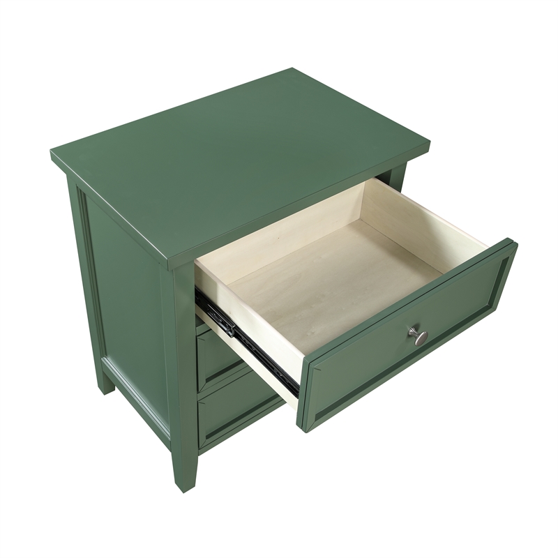 Pemberly Row Contemporary 3-Drawer Vintage Green Wood Nightstand
