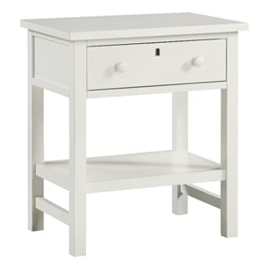 Pemberly Row Contemporary 1-Drawer Antique White Wood Storage Nightstand