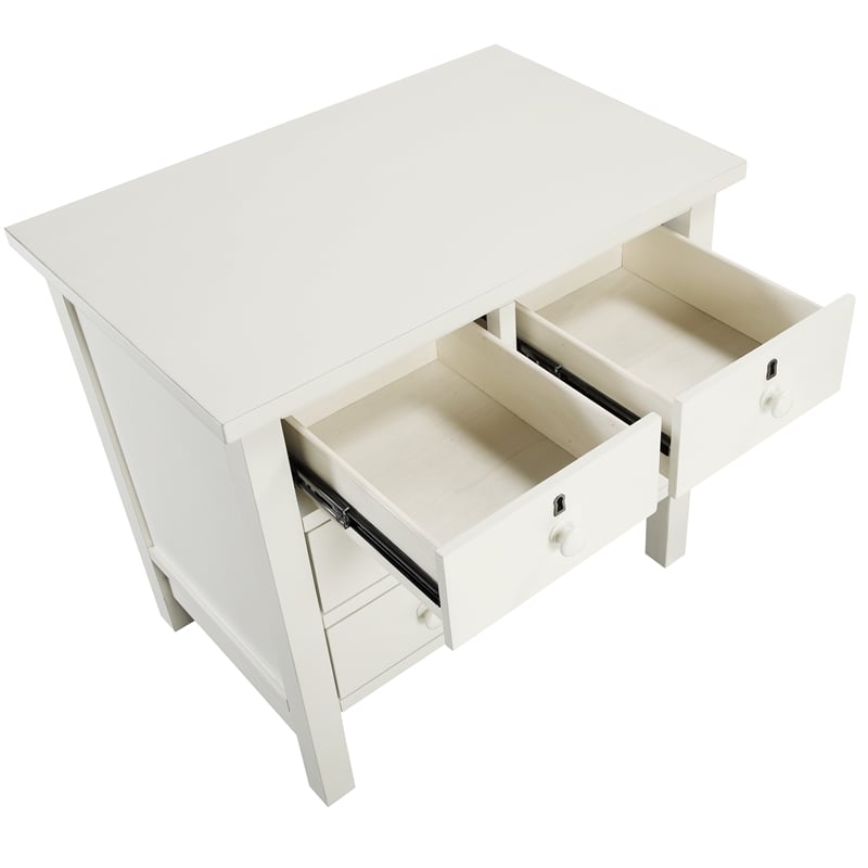 Pemberly Row Contemporary 4-Drawer Antique White Wood Storage Nightstand