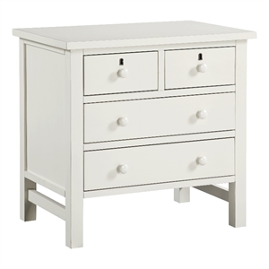 Pemberly Row Contemporary 4-Drawer Antique White Wood Storage Nightstand