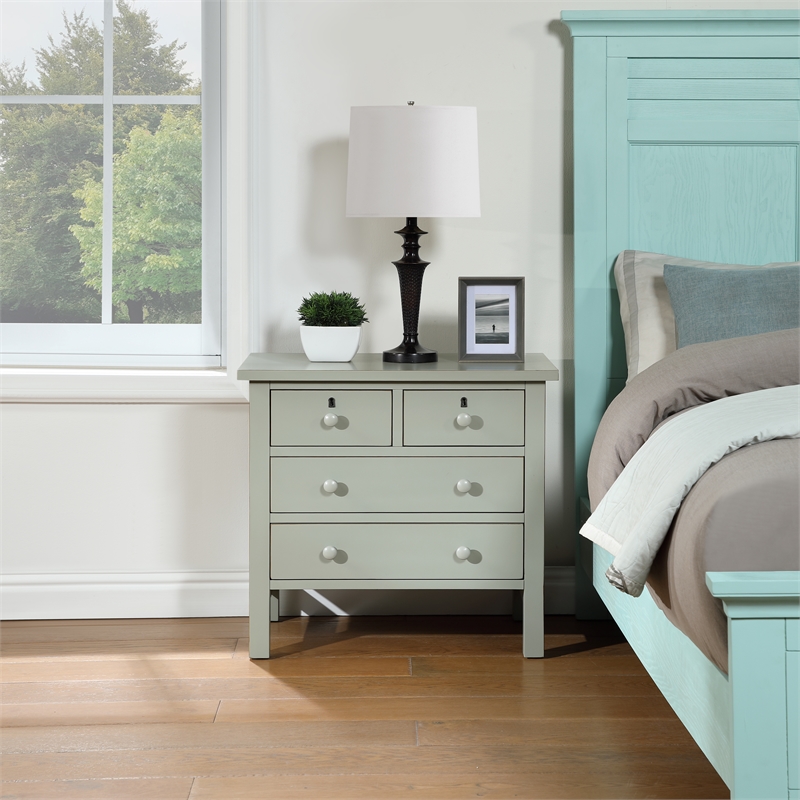 Pemberly Row Contemporary 4-Drawer Antique Gray Wood Storage Nightstand