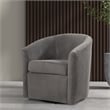Pemberly Row Barrel Style Swivel Accent Chair in Ash Gray Performance Fabric