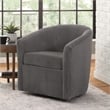 Pemberly Row Barrel Style Swivel Accent Chair in Ash Gray Performance Fabric