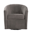 Pemberly Row Barrel Style Swivel Accent Chair in Ash Gray Performance Fabric