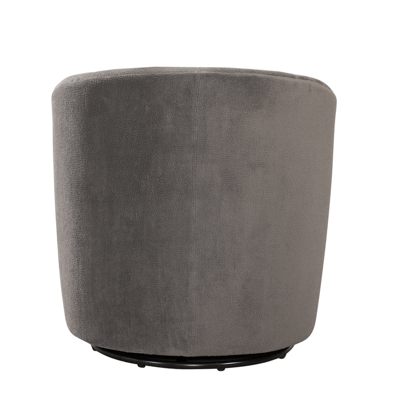 Pemberly Row Barrel Style Swivel Accent Chair in Ash Gray Performance Fabric