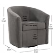 Pemberly Row Barrel Style Swivel Accent Chair in Ash Gray Performance Fabric