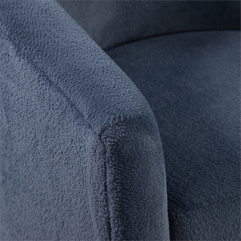 Pemberly Row Barrel Style Swivel Accent Chair in Navy Performance Fabric
