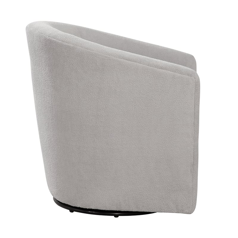 Pemberly Row Barrel Style Swivel Accent Chair in Light Gray Performance Fabric