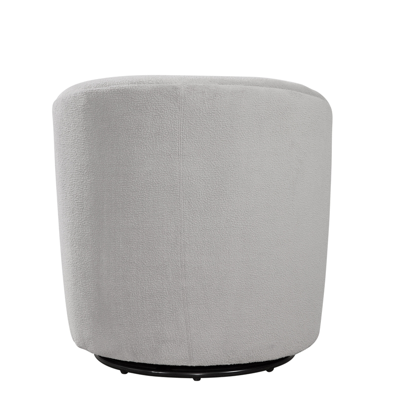 Pemberly Row Barrel Style Swivel Accent Chair in Light Gray Performance Fabric